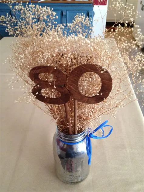 Picture Frame Centerpieces : Party Silver Birthday Blue Centerpieces 70th Graduation Retirement ...