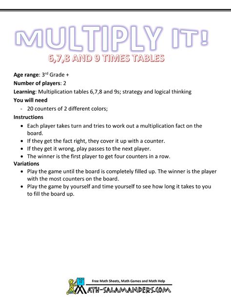 Multiplication Math Games