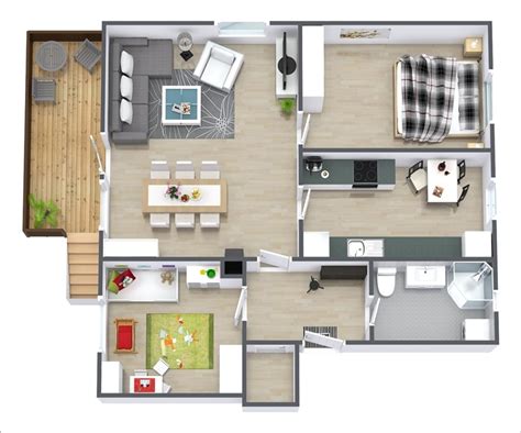 10 Awesome Two Bedroom Apartment 3D Floor Plans | Architecture & Design