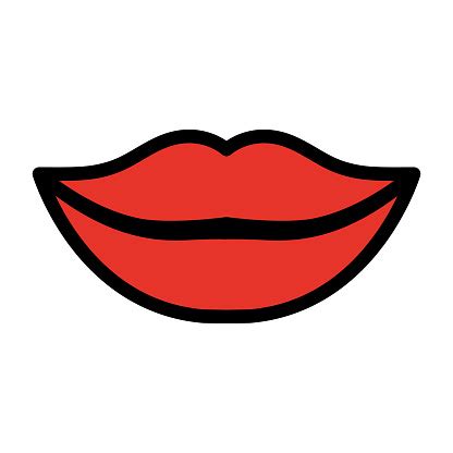 Red Lips Icon Silhouette Vector Isolated On White Stock Illustration ...