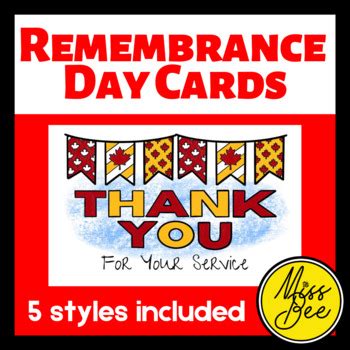 Remembrance Day Thank You Card Activity by Miss Bee's Bodega | TPT