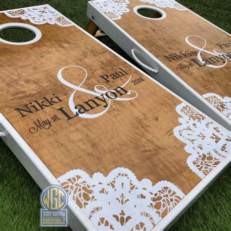 Lace Corners Custom Cornhole Board Set | Wedding cornhole boards, Cornhole designs, Cornhole