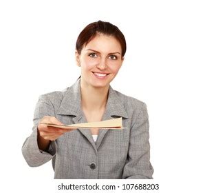 Woman Business Giving Job Application Isolated Stock Photo 107688203 | Shutterstock