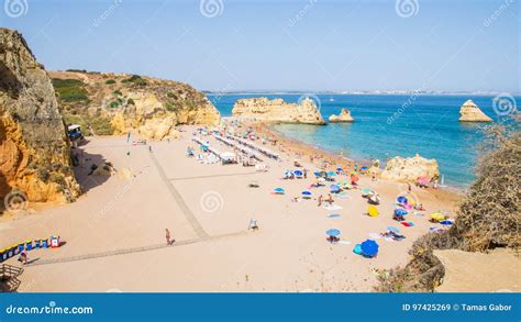 Portugal Algarve Beach Praia Dona Ana in Lagos Editorial Stock Image - Image of atlantic, brown ...