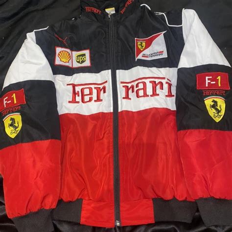 Ferrari Jacket Red Black Embroidery F1 racing Size M - Depop