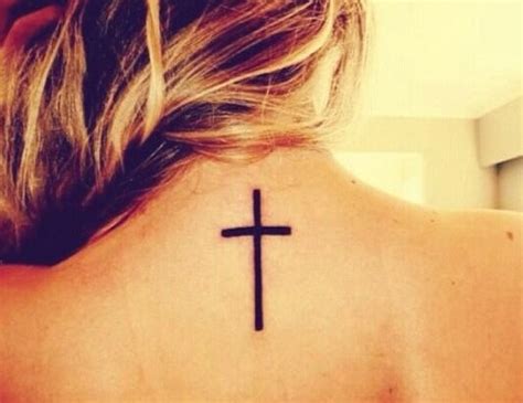 back neck tattoo, solid cross | Tattoos | Pinterest