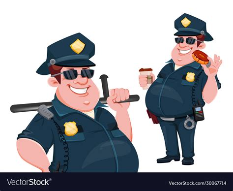 Police officer funny cartoon character Royalty Free Vector