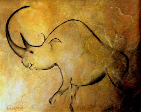 Lascaux Rhinoceros Painting by Bonnie Dulebohn - Pixels