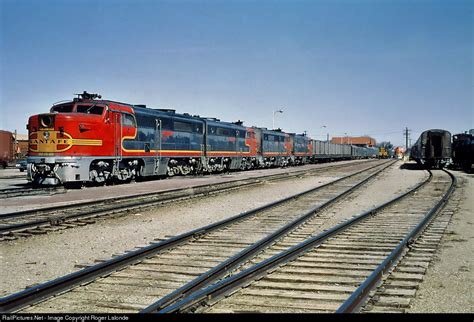 Westbound Santa Fe train #1 the San Francisco Chief at Amarillo station with four Alco PA's led ...