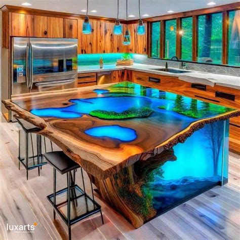 Real Wood and Epoxy Kitchen Islands: The Perfect Fusion of Nature and Art - LuxArts