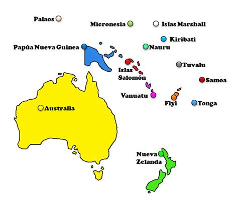 Mapa con los países de Oceanía (2024) — Saber es práctico