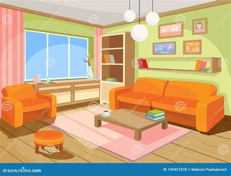 Illustration of a Cozy Cartoon Interior of a Home Room, a Living Room ...