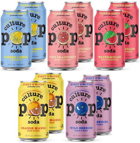 Culture Pop Sparkling Probiotic Soda | 40 Calories per can, Vegan, Non ...