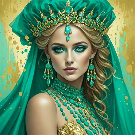 An extremely gorgeous woman, with turquois...