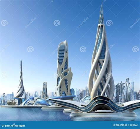 Futuristic Building Architecture and City Skyline Stock Illustration ...