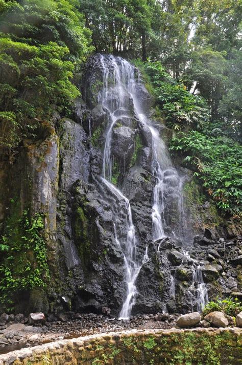 Waterfall Ribeira Grande on San Miguel Stock Image - Image of europe ...