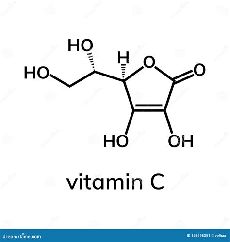 Ascorbic Acid Vitamin C. Structural Chemical Formula And Molec Cartoon ...