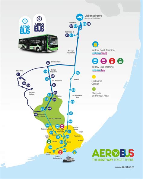 Lisbon aerobus map - Lisbon airport bus route map (Portugal)