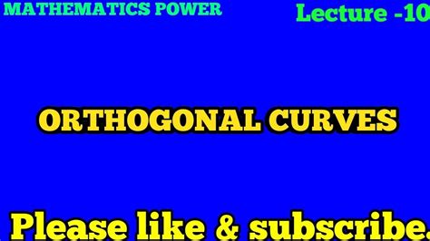 Orthogonal curves || in complex analysis - YouTube