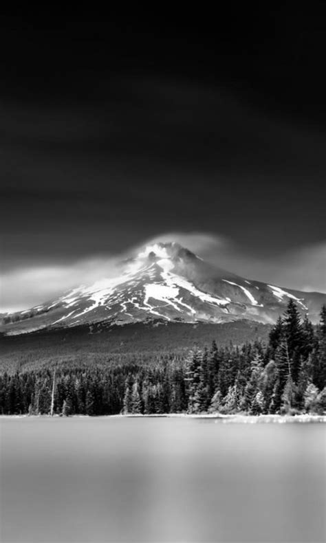 Nature Snowy Mountains Lake Grayscale Landscape wallpaper 720x1280