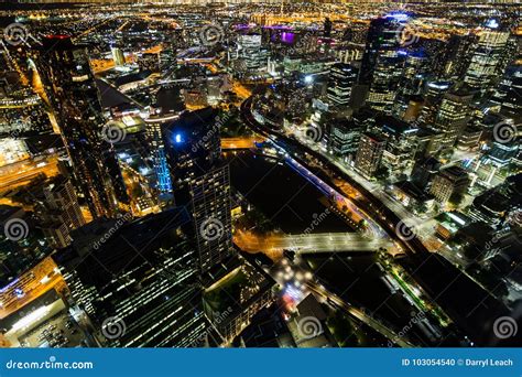 Melbourne City by night. editorial image. Image of town - 103054540