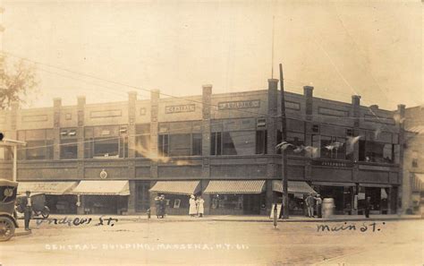 Massena NY Main Street Central Building Store Fronts Newest Block RPPC ...