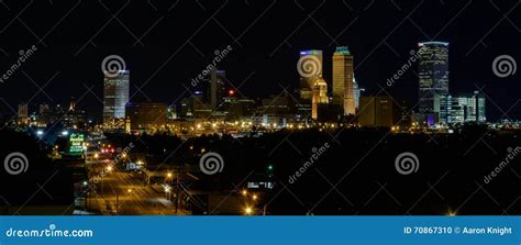 Tulsa Oklahoma Night Skyline Editorial Image | CartoonDealer.com #70867310