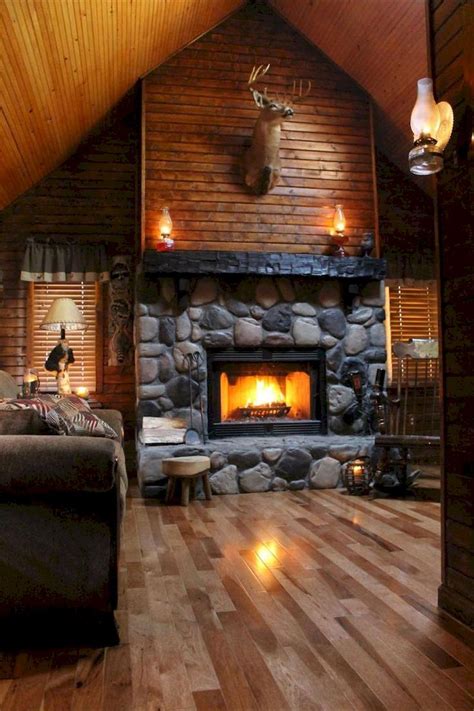 Farmhouse style fireplace ideas (33) - decorapartment | Cabin interior design, Home fireplace ...