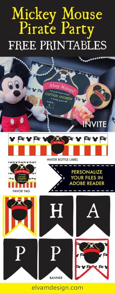 Mickey Mouse Pirate Party Printables - Elva M Design Studio