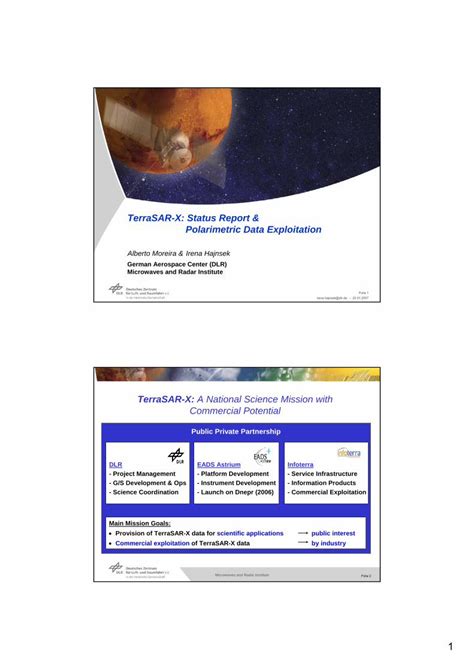 (PDF) TerraSAR-X: Status Report & Polarimetric Data Exploitationearth.esa.int/workshops ...