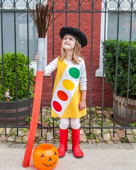 Kid's Halloween Costume: Watercolor Paint Box with French Beret and Giant Paint Brush for Little ...