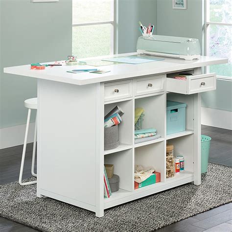 Sauder Craft Pro Work Table in Laminate White | NFM | Craft room tables, Craft tables with ...