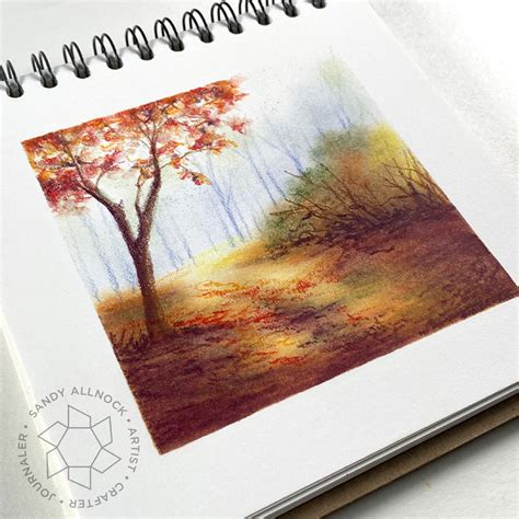 Drawing Beautiful Autumn Scene in Colored Pencil - Sandy Allnock