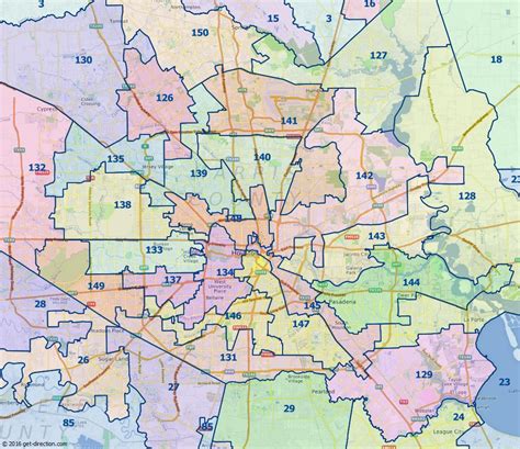 Map of Houston House of Representatives Districts 2016