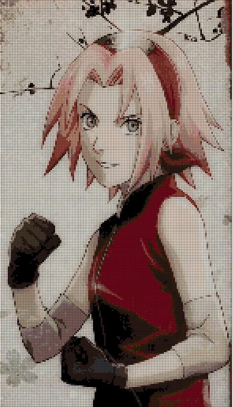 Sakura anime cross stitch pattern in pdf | Craftsy | Ponto cruz naruto, Desenhos ponto cruz ...