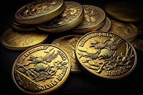 Premium Photo | A collection of gold coins with the word world on the ...