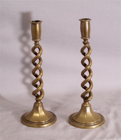 # 8017 Pr English twist brass candlesticks c1880 For Sale | Antiques.com | Classifieds