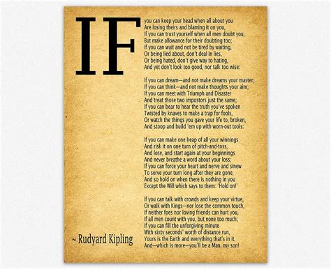 IF Poem Art Print IF Poem by Rudyard Kipling Art Print IF Poster If Poem Poster If Poem Print If ...