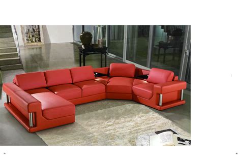 Luxury Modern Orange Leather Sectional Sofa – My Aashis