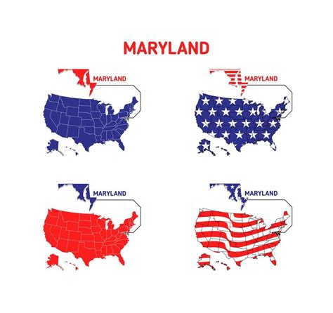 Maryland map with usa flag design illustration 6959124 Vector Art at ...