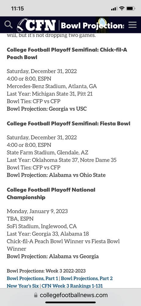 CollegeFootballNews.com Bowl Projections | Wildwestsports.com