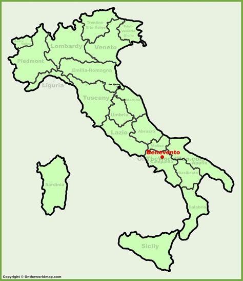 Benevento location on the Italy map - Ontheworldmap.com