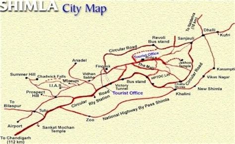 SHIMLA: Map of Shimla City..