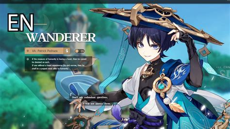 Wanderer Character Voiceline Audio Samples (EN, JP, CN) : r/Genshin_Impact