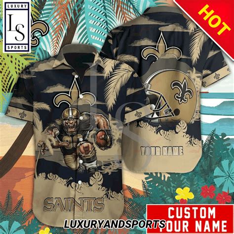 New Orleans Saints Mascot Custom Name Hawaiian Shirt - HomeFavo