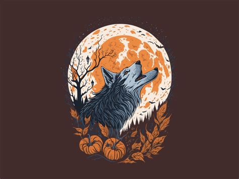 Spooky Halloween Wolf Tshirt Design - Buy t-shirt designs