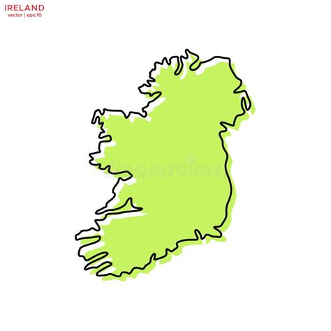 Green Map of Ireland with Outline Vector Design Template. Editable ...