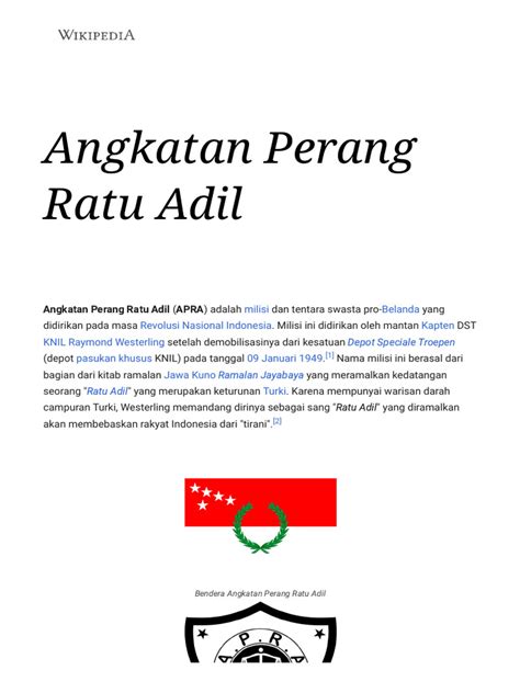 Angkatan Perang Ratu Adil - Wikipedia Bahasa Indonesia, Ensiklopedia Bebas | PDF