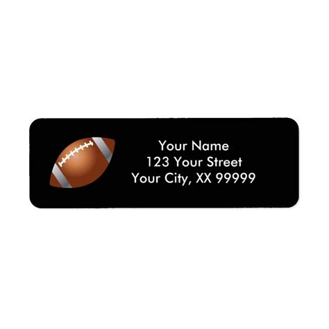 Football Return Address Labels in Black | Zazzle.com | Return address labels, Gifts for football ...