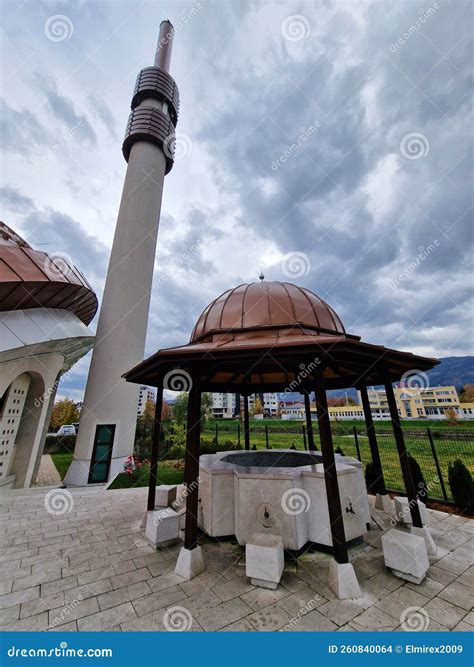 Ilidza, Bosnia and Herzegovina - November 04 2022. Exterior of Beautiful Modern Central Mosque ...